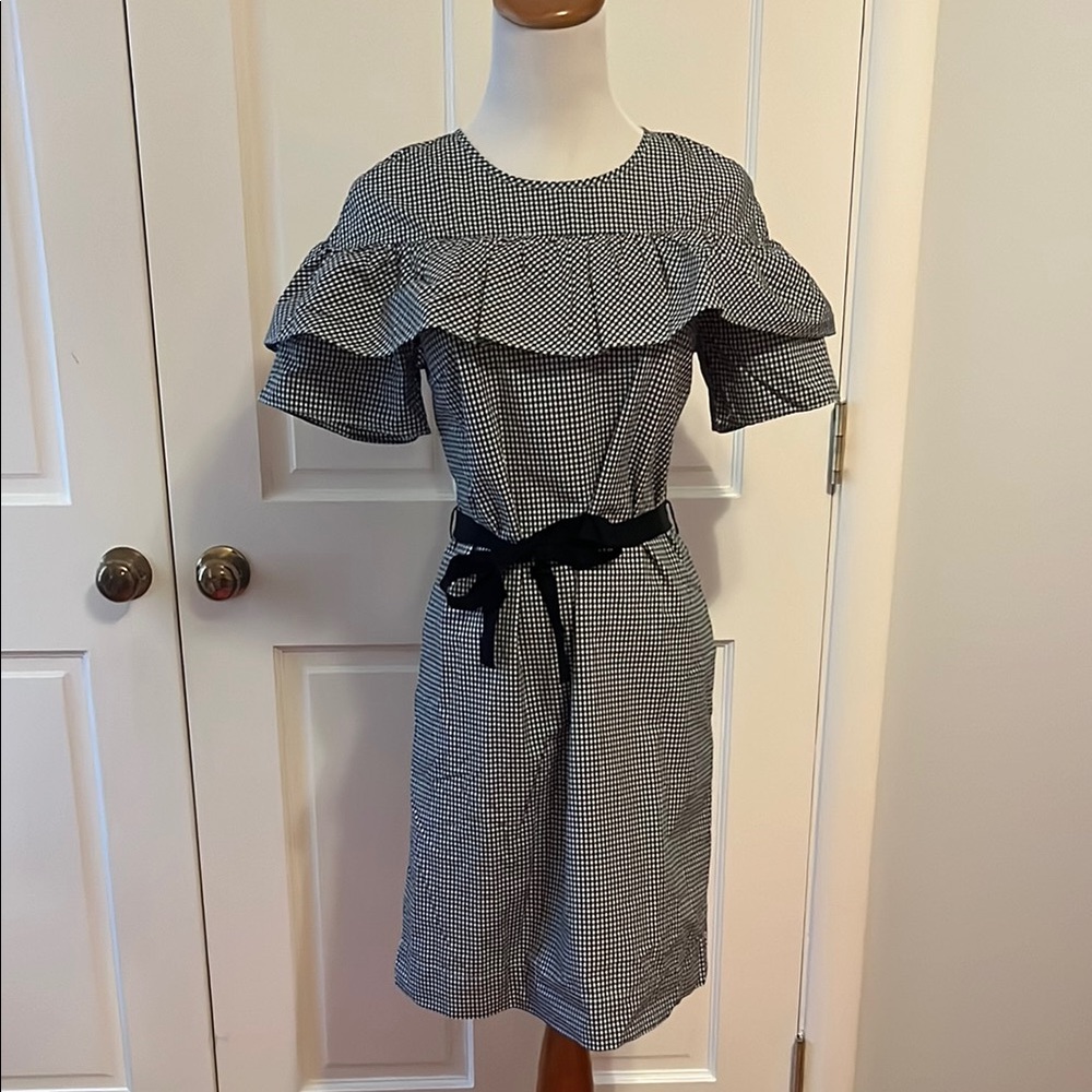 NWT J. Crew Gray Ruffled Tie Front Midi Dress